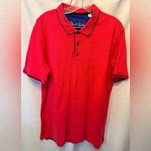 Robert Graham Men’s Large Classic Fit Dark Pink Short Sleeve Polo Shirt Casual